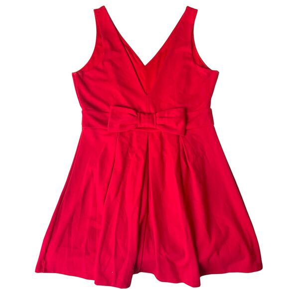 C Women Sexy Dress size XL fits like size L Red V-neck Knee Length Back Bow - Picture 1 of 13